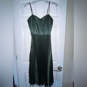 Hunter Green Pleated Slip Dress